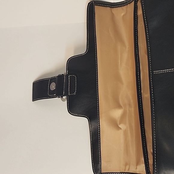 Franklin Covey Black Leather Handbag Travel Laptop Tote Purse - Picture 12 of 16